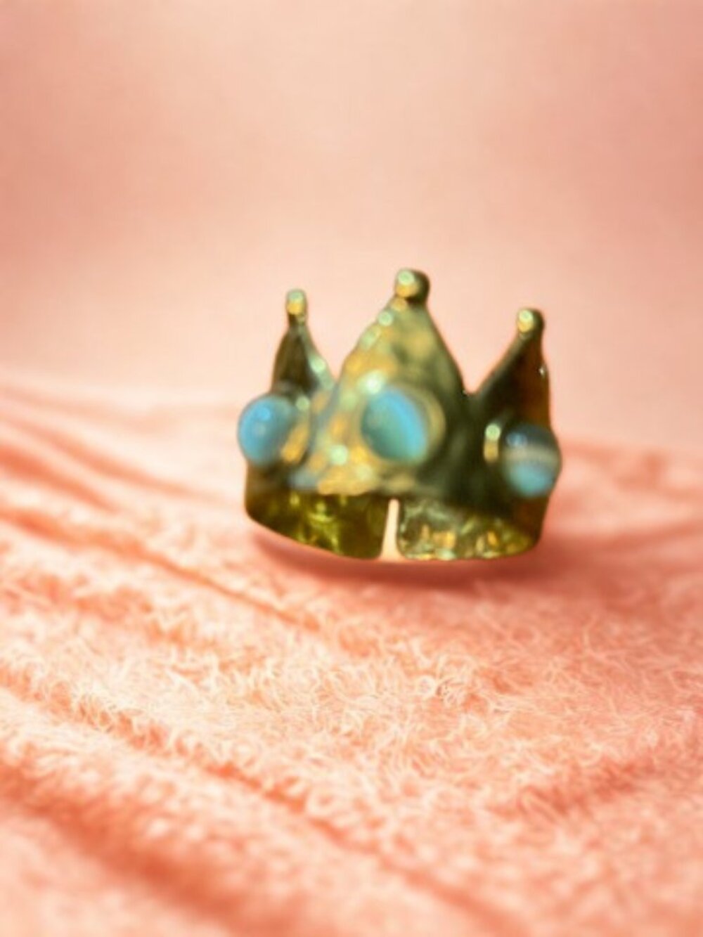 Gold-Plated Crown Gemstone Ring